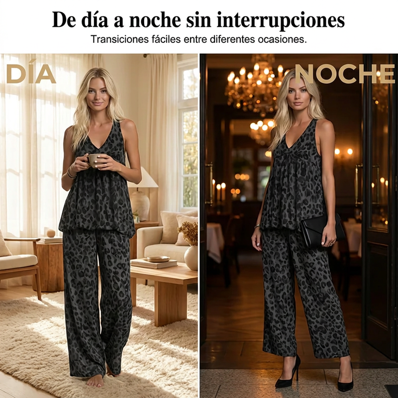 ⏰🔥 ¡50% DE DESCUENTO POR TIEMPO LIMITADO! 💃 Conjunto de top halter sin mangas y pantalón de pierna ancha: fluido, cómodo y con un estilo chic sin esfuerzo ✨🌿