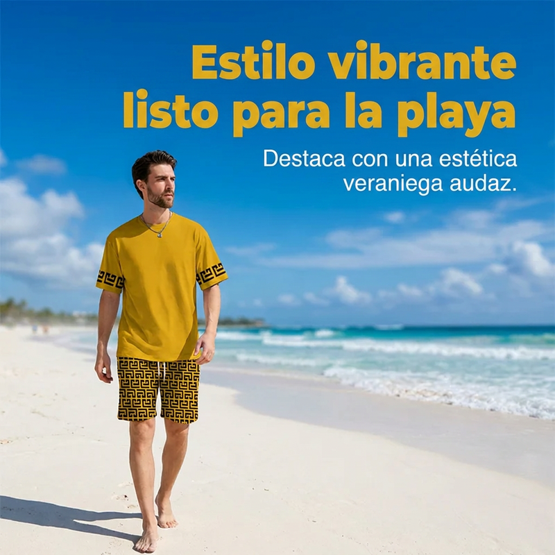 ⏰🔥 ¡50% DE DESCUENTO POR TIEMPO LIMITADO! 🏃‍♂️ Conjunto Masculino de Chándal – Amarillo, Gráfico y Secado Rápido ☀️✨
