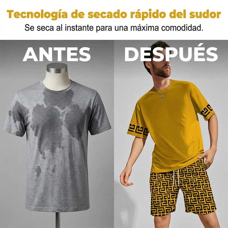 ⏰🔥 ¡50% DE DESCUENTO POR TIEMPO LIMITADO! 🏃‍♂️ Conjunto Masculino de Chándal – Amarillo, Gráfico y Secado Rápido ☀️✨