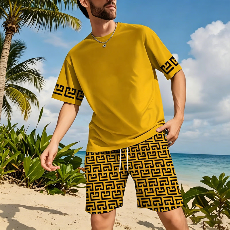 ⏰🔥 ¡50% DE DESCUENTO POR TIEMPO LIMITADO! 🏃‍♂️ Conjunto Masculino de Chándal – Amarillo, Gráfico y Secado Rápido ☀️✨