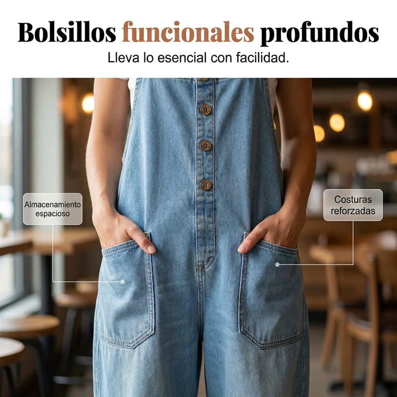 ⏰🔥 ¡50% DE DESCUENTO POR TIEMPO LIMITADO! 👖🌿 Peto Vaquero Holgado para Mujer – Cómodo, Casual y con Bolsillos Prácticos ✨💖