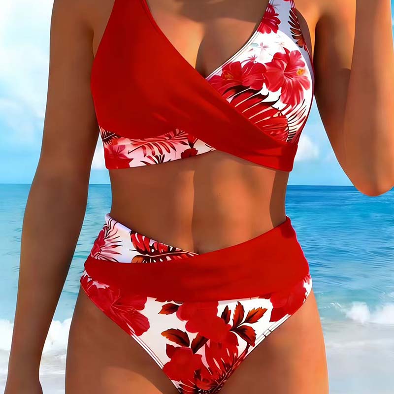 👙🌺 ¡OFERTA 50% OFF! Bikini Floral de Tiro Alto – Estilo y Confianza en la Playa