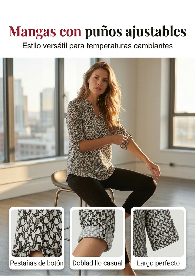 ⏰🔥 ¡50% DE DESCUENTO POR TIEMPO LIMITADO! 👚✨ Blusa de Mujer con Cuello en V – Estilo Geométrico, Cómoda y Elegante 💖🌿