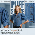 ⏰🔥 ¡50% DE DESCUENTO POR TIEMPO LIMITADO! 👖✨ Chaqueta de Denim de Manga Corta – Estilo Puff, Moderna y Cómoda 💖🌿