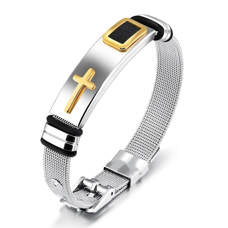 🔥Novedad 2026 y 50% de descuento🔥 Pulsera de cruz de acero inoxidable para hombre: duradera, resistente al deslustre y perfecta para el uso diario o para un estilo espiritual ✝️