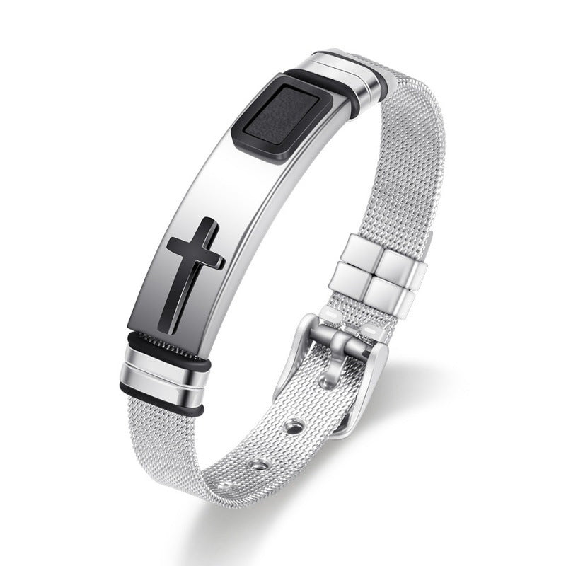 🔥Novedad 2026 y 50% de descuento🔥 Pulsera de cruz de acero inoxidable para hombre: duradera, resistente al deslustre y perfecta para el uso diario o para un estilo espiritual ✝️
