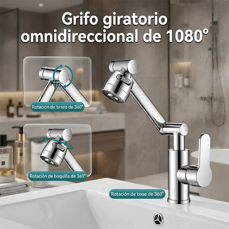 ⏰🔥 ¡50% DE DESCUENTO POR TIEMPO LIMITADO! 🚰 Cabezal de Grifo Giratorio 360° – Limpieza Fácil y Agua en Cada Ángulo ✨💦