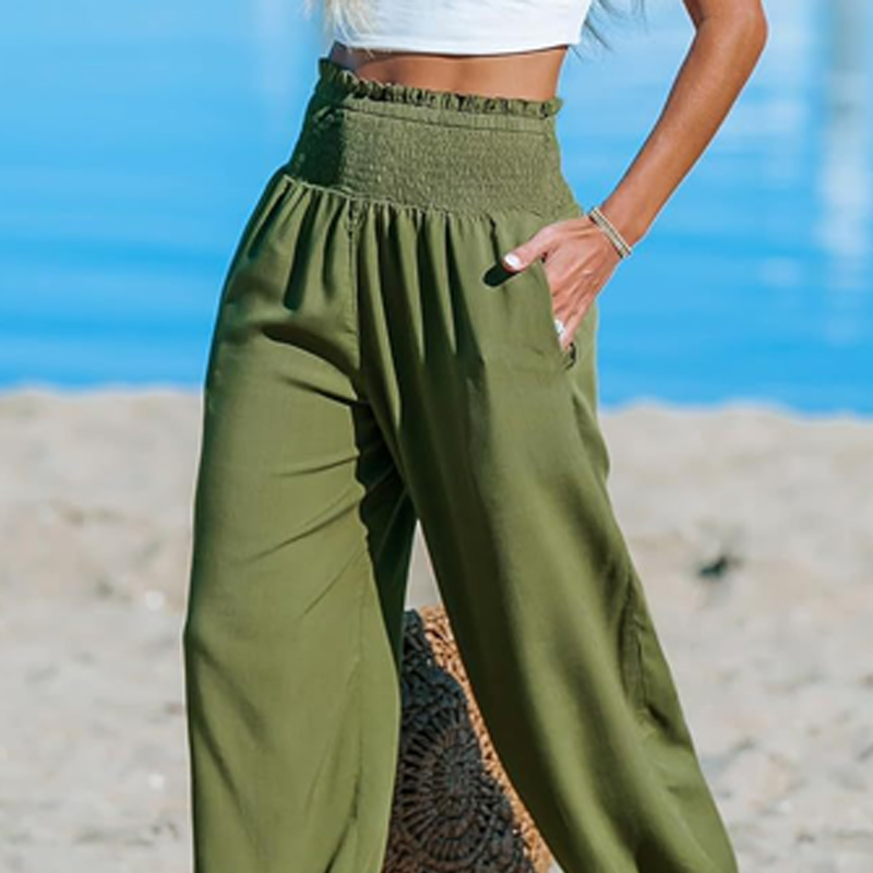 ⏳🔥 ¡50% DE DESCUENTO POR TIEMPO LIMITADO! 🌞 Pantalones harem de cintura alta fruncidos para mujer: comodidad veraniega sin esfuerzo ✨