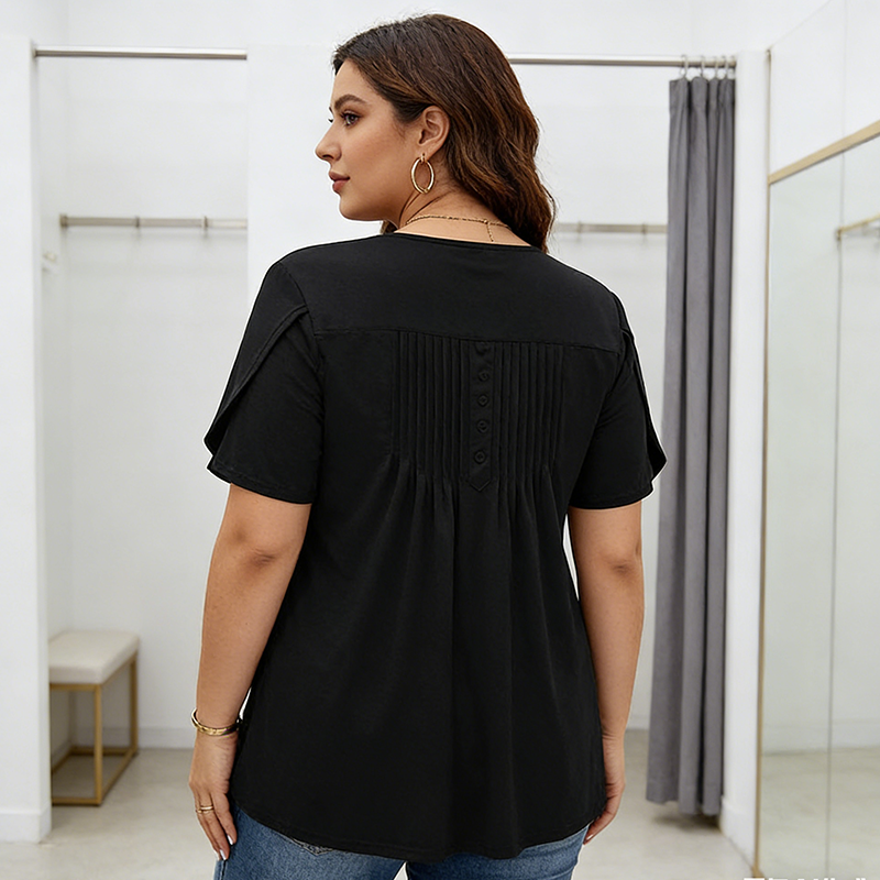👚 ¡50% DE DESCUENTO AHORA! ✨ Camiseta de manga abullonada con frente plisado para mujer – Suave, transpirable y elegante – perfecta para el trabajo, el brunch o los días de primavera 🌸