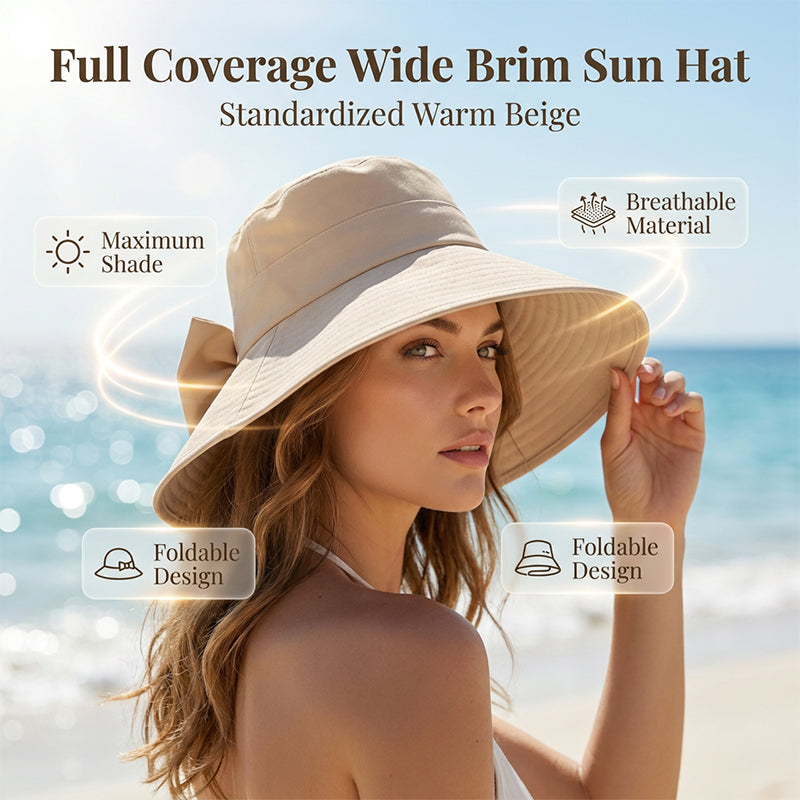 ⏰🔥 ¡50% DE DESCUENTO POR TIEMPO LIMITADO! 👒 Sombrero de Sol de Mujer – Amplio Borde y Lindo Lazo Bowknot ✨🌞