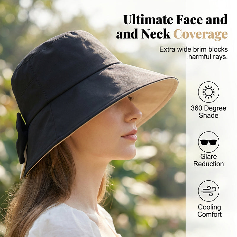 ⏰🔥 ¡50% DE DESCUENTO POR TIEMPO LIMITADO! 👒 Sombrero de Sol de Mujer – Amplio Borde y Lindo Lazo Bowknot ✨🌞