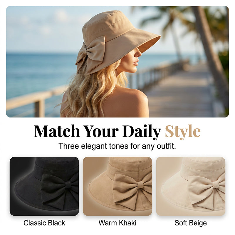 ⏰🔥 ¡50% DE DESCUENTO POR TIEMPO LIMITADO! 👒 Sombrero de Sol de Mujer – Amplio Borde y Lindo Lazo Bowknot ✨🌞