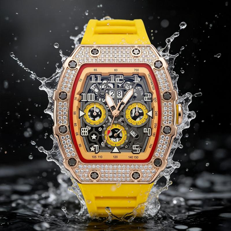 ⌚ Edición limitada – ¡50% de descuento! ✨ Reloj de lujo para hombre con forma de tonel y adornos de diamantes de imitación.