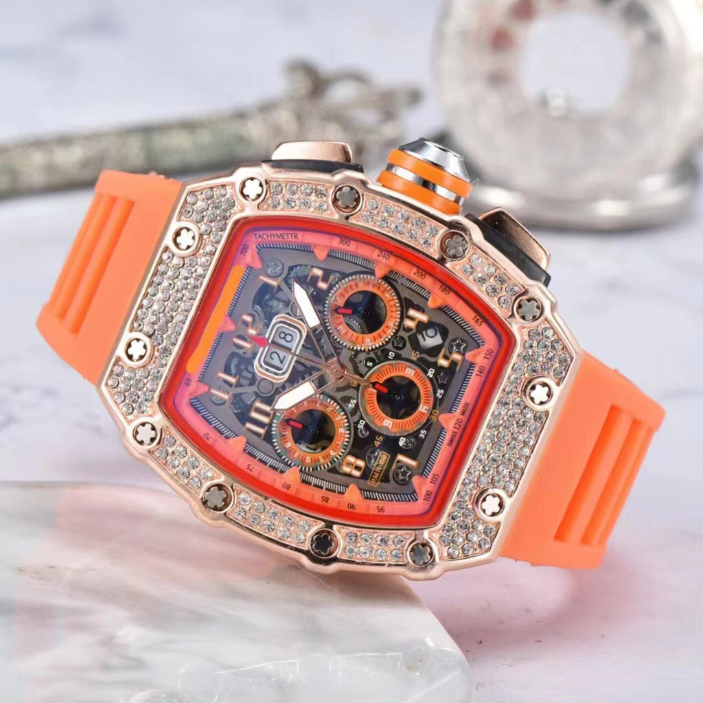 ⌚ Edición limitada – ¡50% de descuento! ✨ Reloj de lujo para hombre con forma de tonel y adornos de diamantes de imitación.