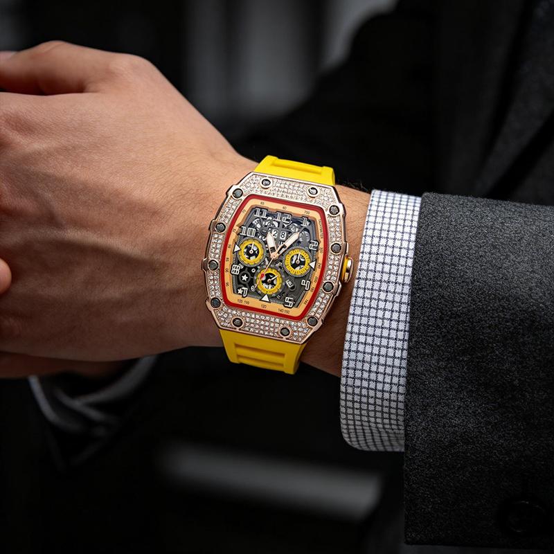 ⌚ Edición limitada – ¡50% de descuento! ✨ Reloj de lujo para hombre con forma de tonel y adornos de diamantes de imitación.