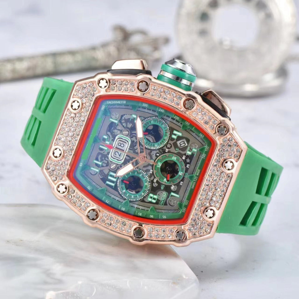 ⌚ Edición limitada – ¡50% de descuento! ✨ Reloj de lujo para hombre con forma de tonel y adornos de diamantes de imitación.