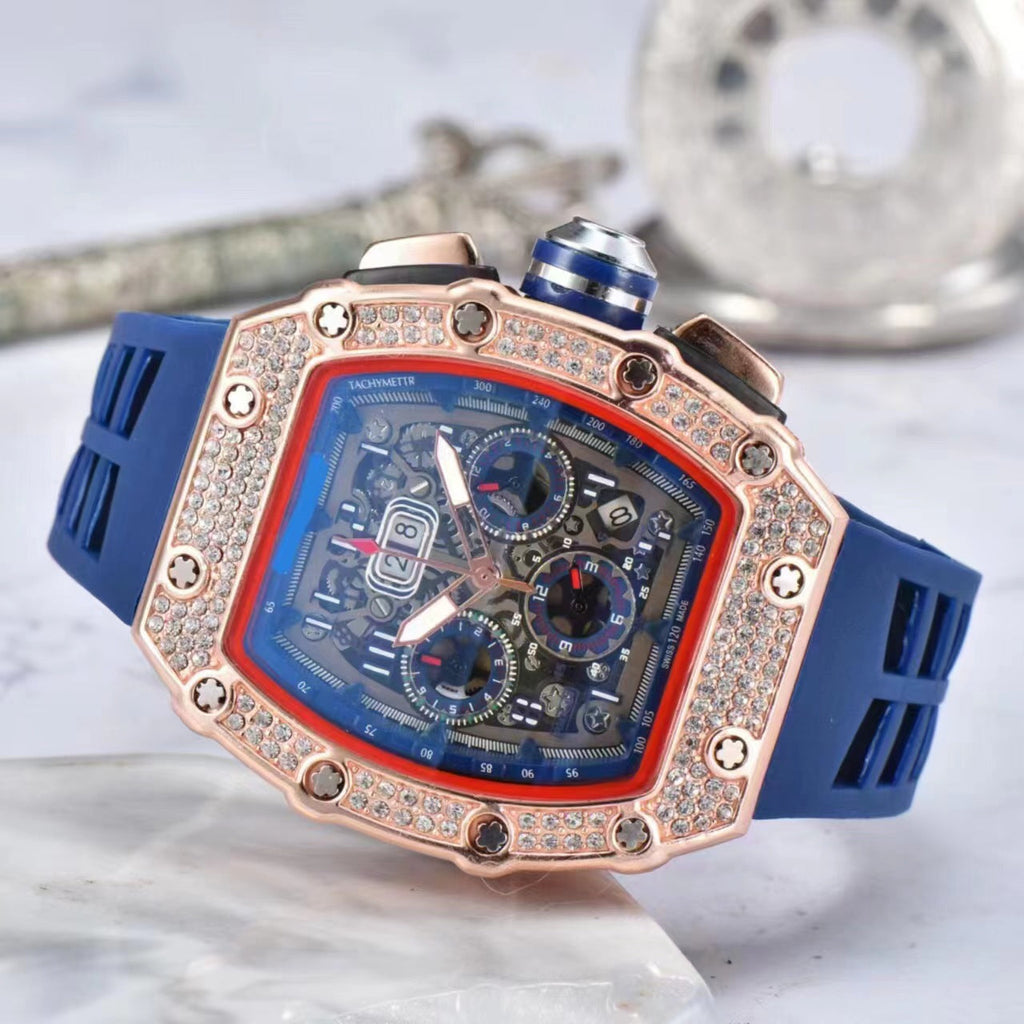 ⌚ Edición limitada – ¡50% de descuento! ✨ Reloj de lujo para hombre con forma de tonel y adornos de diamantes de imitación.