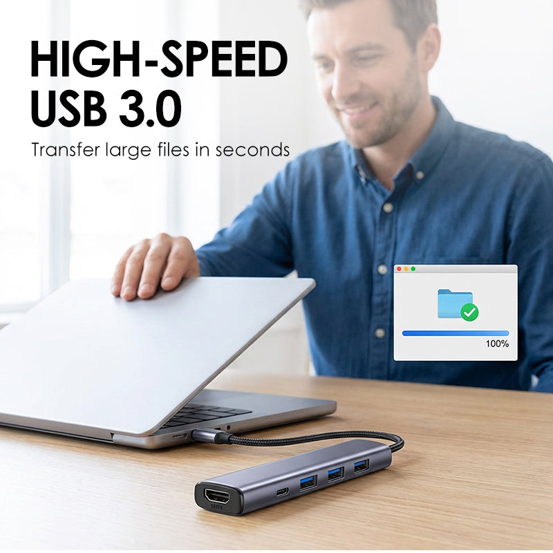⏰🔥 ¡50% DE DESCUENTO POR TIEMPO LIMITADO! 💻 Hub USB-C 5 en 1 – Expande tu Conectividad con HDMI 4K ✨🌟