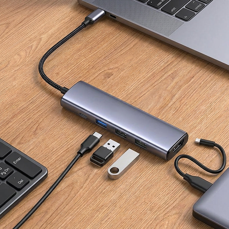 ⏰🔥 ¡50% DE DESCUENTO POR TIEMPO LIMITADO! 💻 Hub USB-C 5 en 1 – Expande tu Conectividad con HDMI 4K ✨🌟