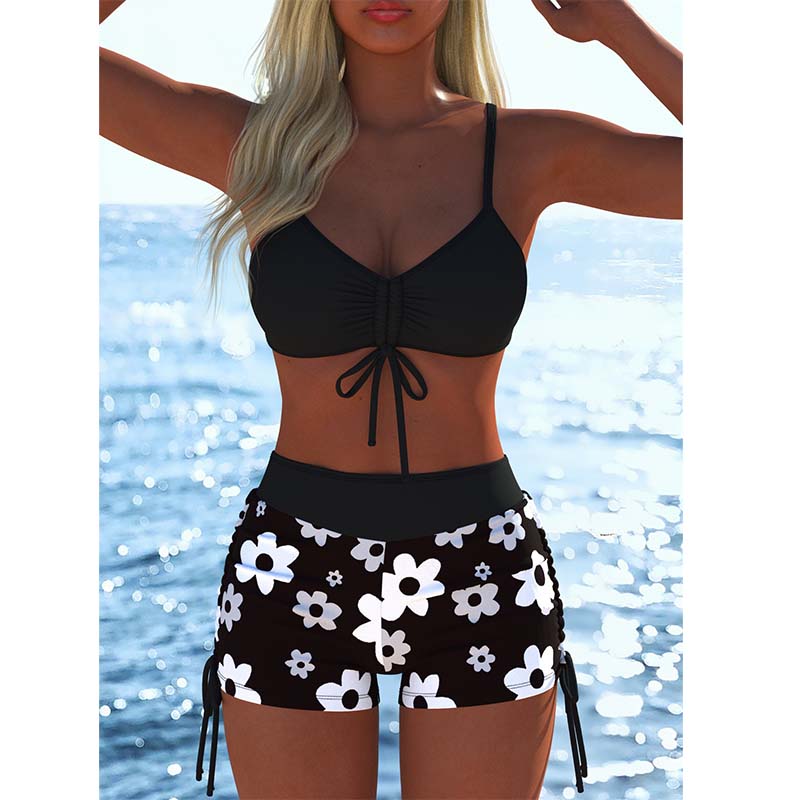⏰🔥 ¡50% DE DESCUENTO POR TIEMPO LIMITADO! 👙 Conjunto Bikini con Shorts – Ajuste Cómodo y Estilo Perfecto para el Verano ✨🌊