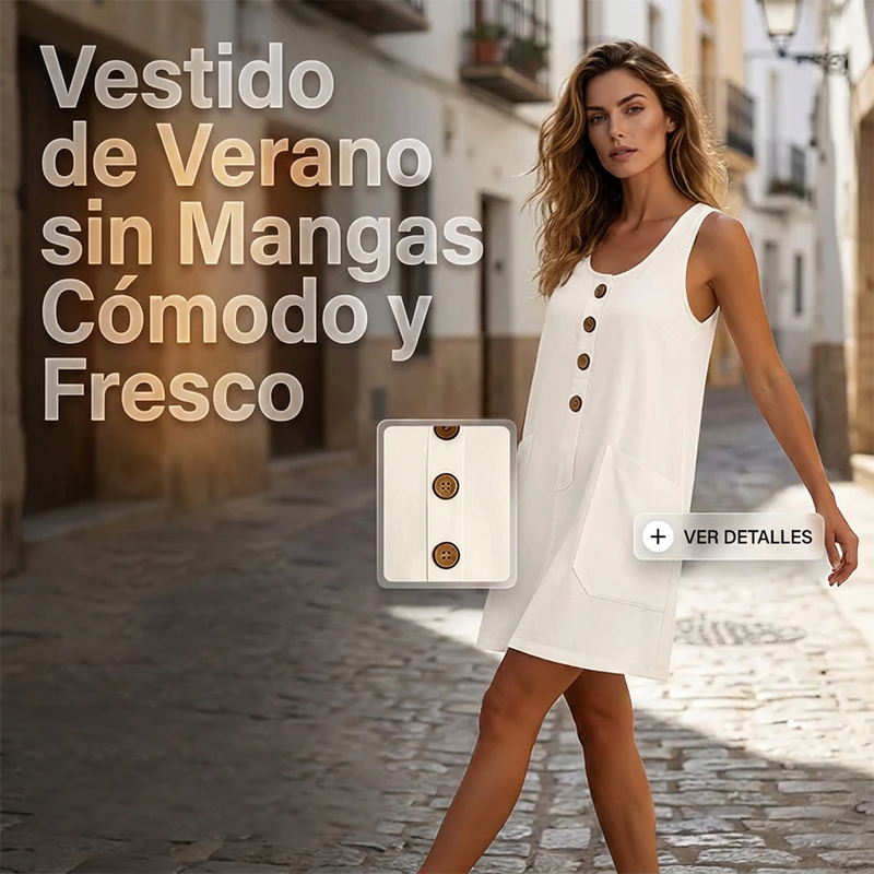 ⏰🔥 ¡50% DE DESCUENTO POR TIEMPO LIMITADO! 👗 Vestido Sin Mangas de Algodón y Lino – Fresco, Ligero y Súper Cómodo ✨