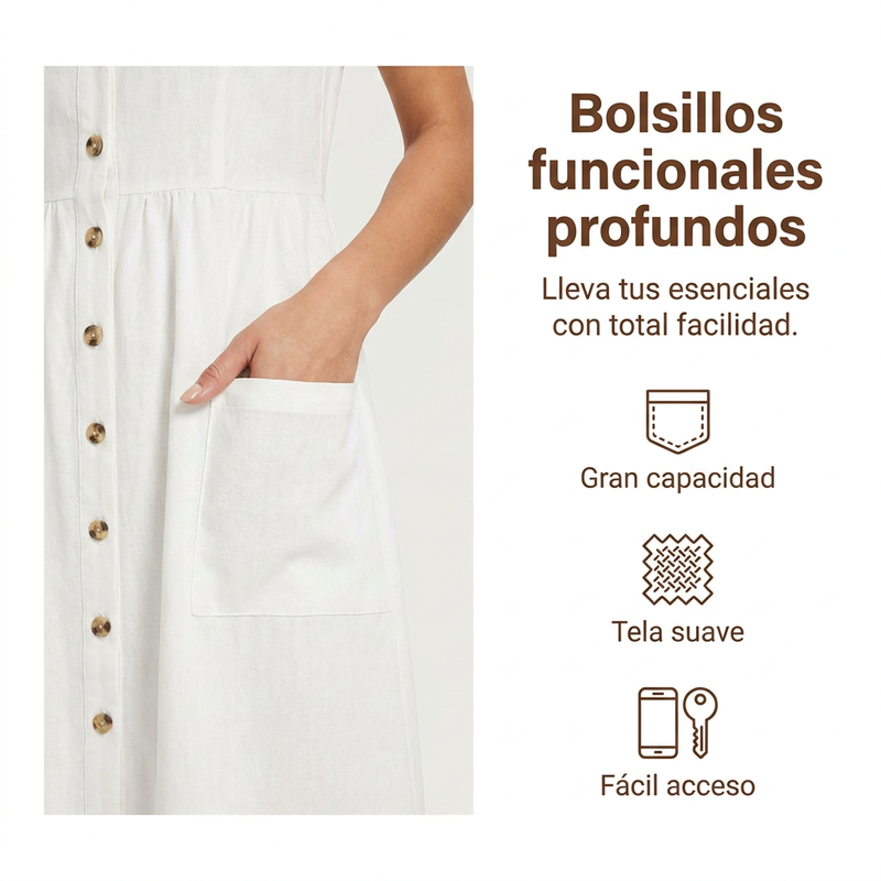 ⏰🔥 ¡50% DE DESCUENTO POR TIEMPO LIMITADO! 👗 Vestido Sin Mangas de Algodón y Lino – Fresco, Ligero y Súper Cómodo ✨