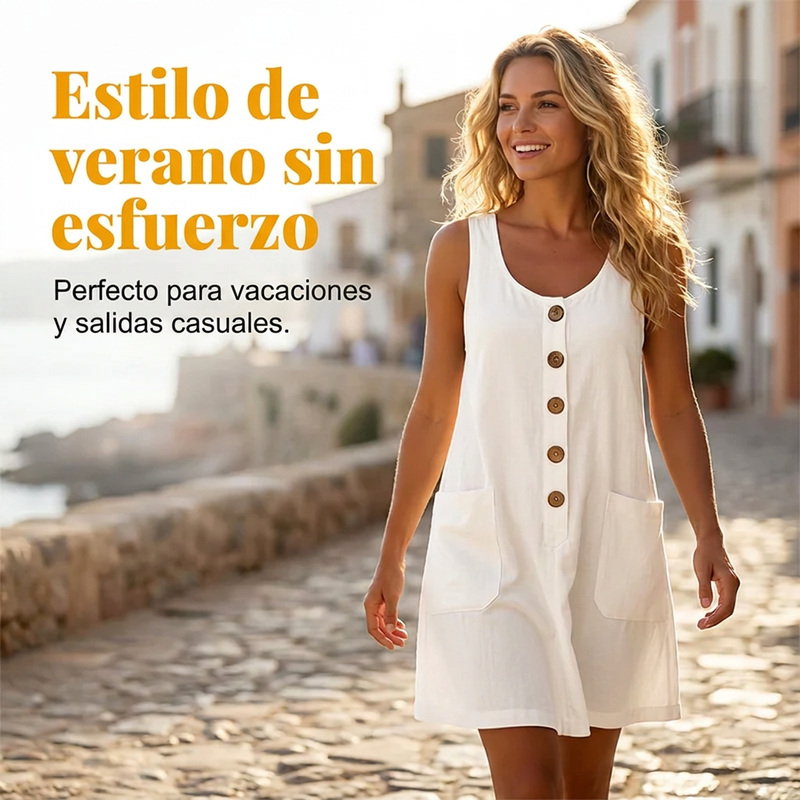 ⏰🔥 ¡50% DE DESCUENTO POR TIEMPO LIMITADO! 👗 Vestido Sin Mangas de Algodón y Lino – Fresco, Ligero y Súper Cómodo ✨