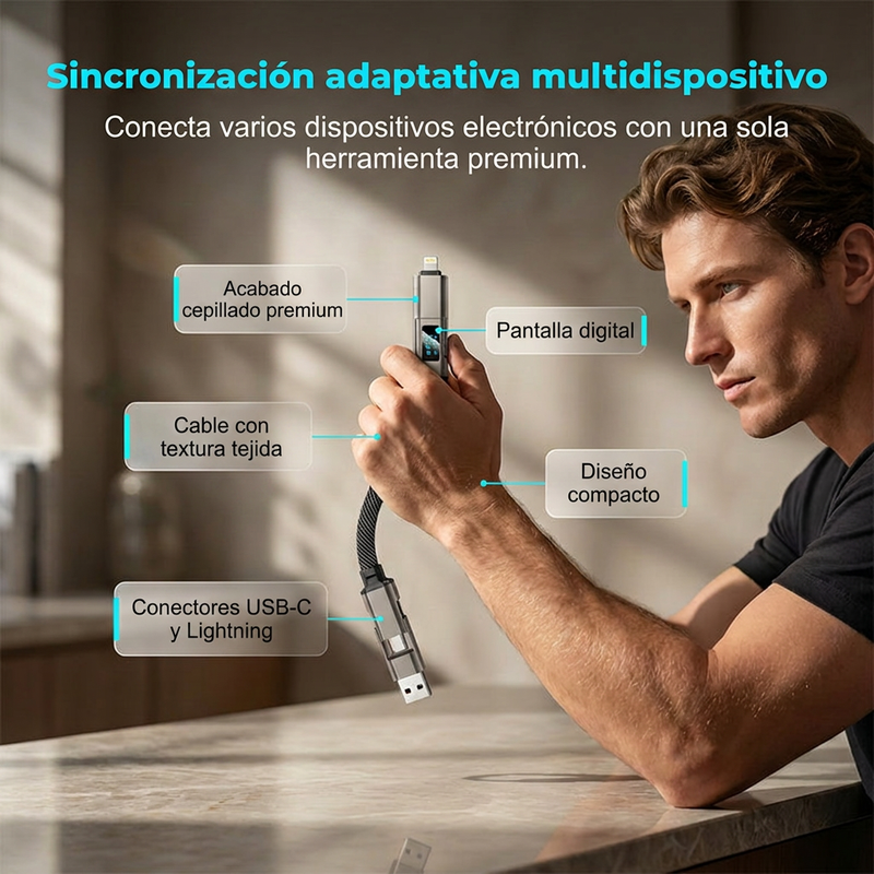🔌⚡ ¡OFERTA 50% OFF! Cable de Llavero 4 en 1 – Carga Rápida y Siempre Contigo