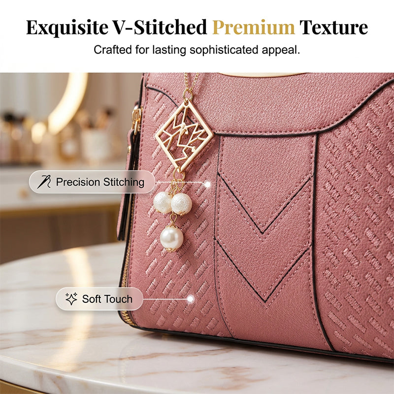 👜💥 ¡OFERTA RELÁMPAGO 50% OFF! Bolso de Mano Premium con Costuras en V – Elegancia y Organización Diaria