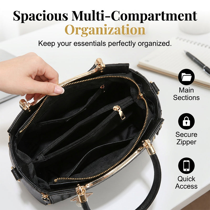 👜💥 ¡OFERTA RELÁMPAGO 50% OFF! Bolso de Mano Premium con Costuras en V – Elegancia y Organización Diaria