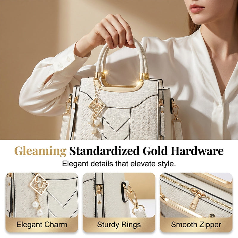 👜💥 ¡OFERTA RELÁMPAGO 50% OFF! Bolso de Mano Premium con Costuras en V – Elegancia y Organización Diaria
