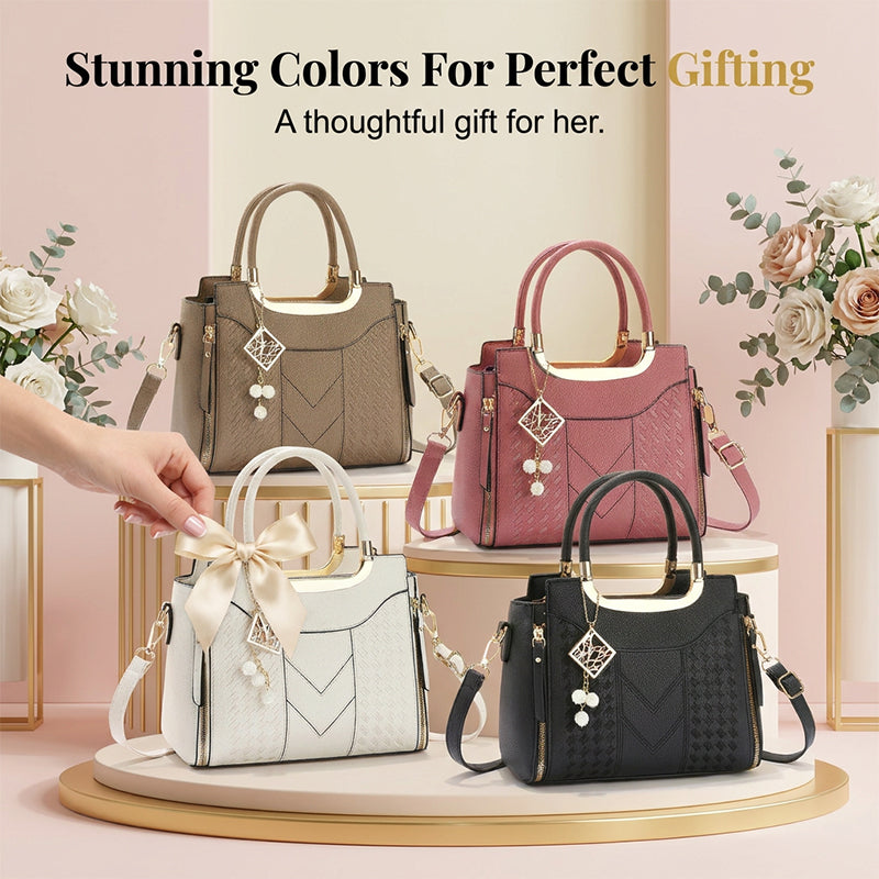 👜💥 ¡OFERTA RELÁMPAGO 50% OFF! Bolso de Mano Premium con Costuras en V – Elegancia y Organización Diaria