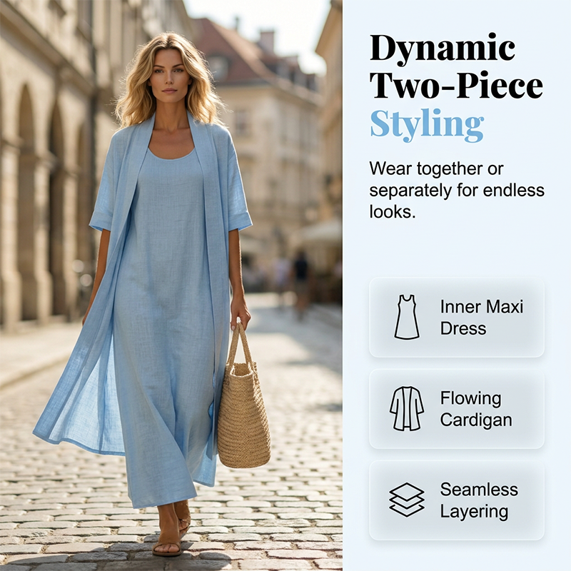 👗🔥 ¡OFERTA 50% OFF! Conjunto Maxi 2 Piezas – Estilo y Comodidad
