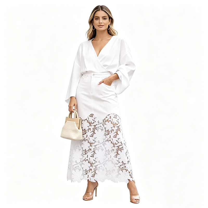 👗✨ ¡OFERTA 50% OFF! Falda Vaquera con Encaje – Elegancia y Estilo Único