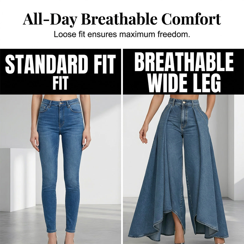 🔥💎 ¡OFERTA RELÁMPAGO 50% OFF! Jeans de Mujer Talle Alto y Pierna Ancha – Estilo de Alta Costura
