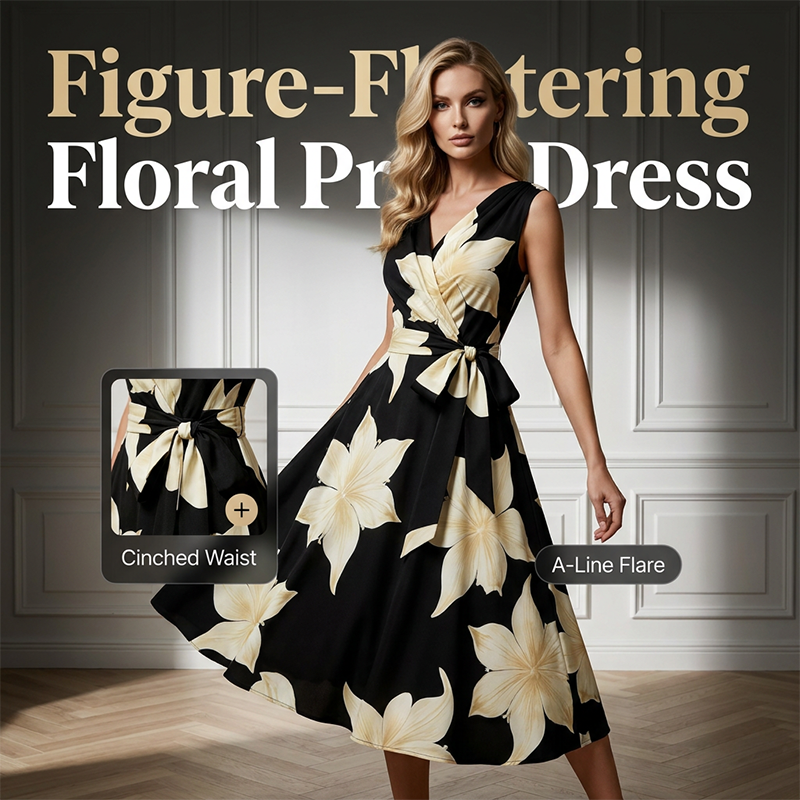 🌸✨ ¡OFERTA 50% OFF! Vestido Floral Corte en A – Elegancia y Comodidad para Cualquier Ocasión