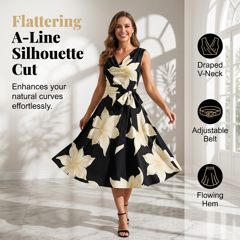 🌸✨ ¡OFERTA 50% OFF! Vestido Floral Corte en A – Elegancia y Comodidad para Cualquier Ocasión