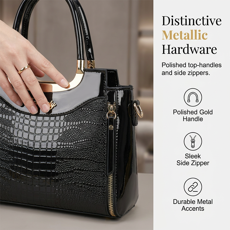 💼✨ ¡50% OFF! Bolso de Mano con Relieve de Cocodrilo – Elegancia Moderna y Versátil