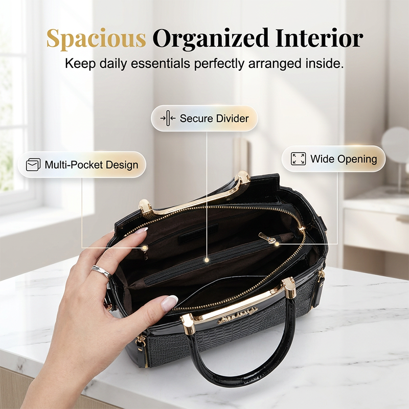 💼✨ ¡50% OFF! Bolso de Mano con Relieve de Cocodrilo – Elegancia Moderna y Versátil
