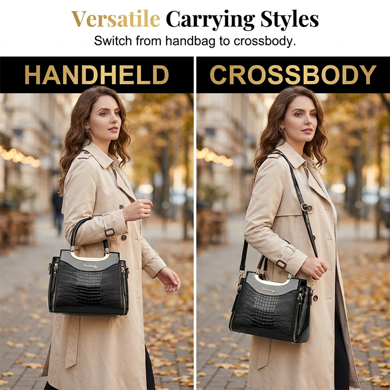 💼✨ ¡50% OFF! Bolso de Mano con Relieve de Cocodrilo – Elegancia Moderna y Versátil