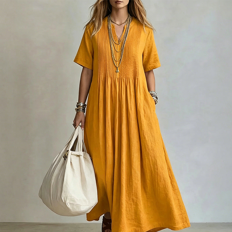 🌸💃 ¡50% OFF! Vestido Largo con Cuello en V – Fresco, Elegante y Cómodo