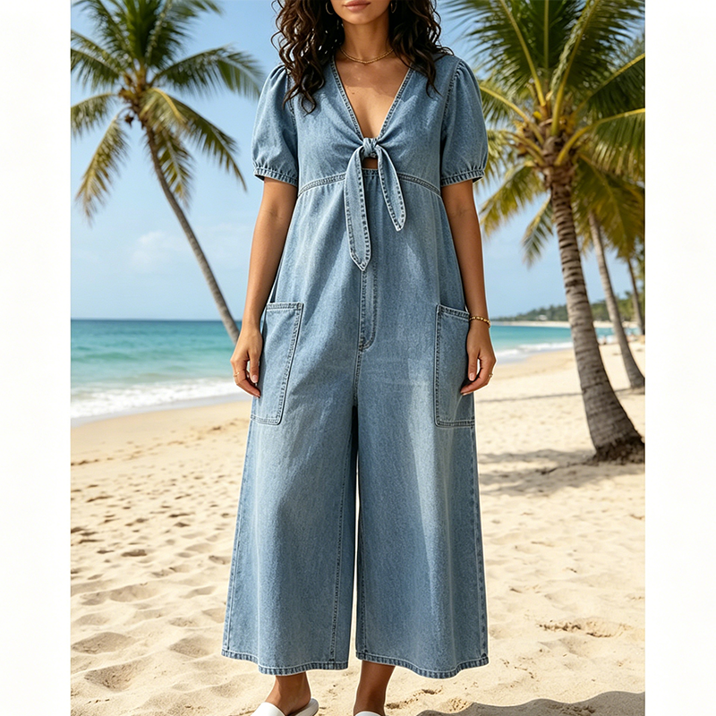 ✨🔥 ¡OFERTA 50% OFF! Mono de Pierna Ancha con Lazo Frontal – Estilo Elegante y Casual