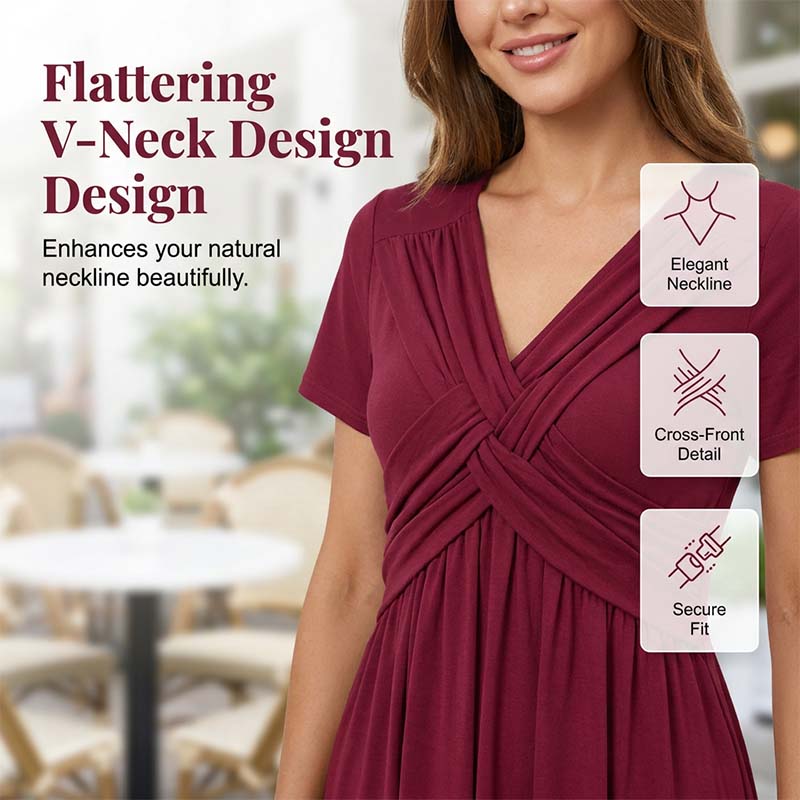 👗🔥 ¡OFERTA 50% OFF! Vestido Plisado con Cuello en V – Elegancia y Comodidad