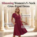 👗🔥 ¡OFERTA 50% OFF! Vestido Plisado con Cuello en V – Elegancia y Comodidad