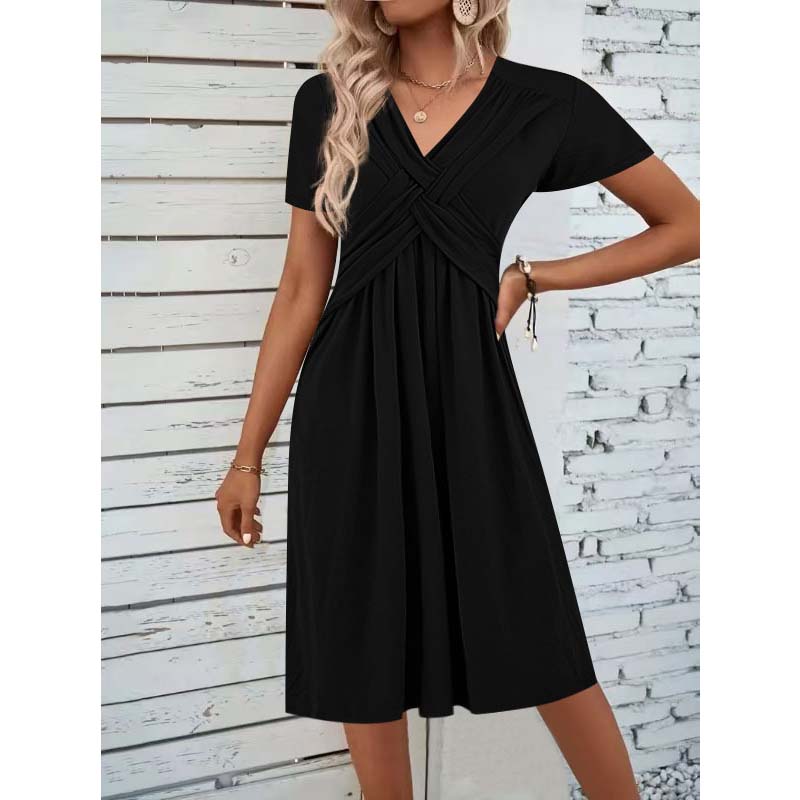 👗🔥 ¡OFERTA 50% OFF! Vestido Plisado con Cuello en V – Elegancia y Comodidad