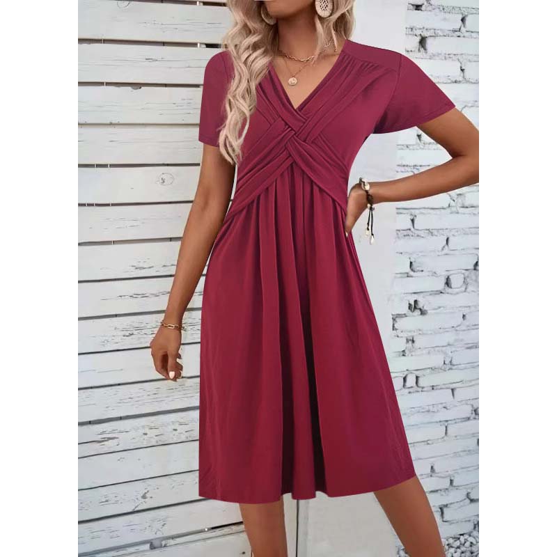 👗🔥 ¡OFERTA 50% OFF! Vestido Plisado con Cuello en V – Elegancia y Comodidad