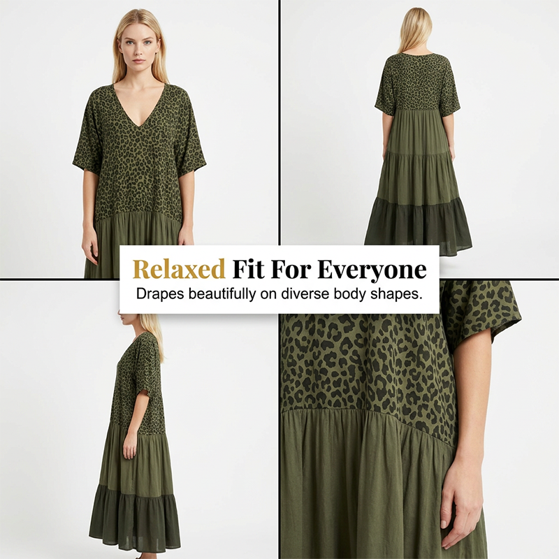 🔥✨ ¡50% OFF HOY! Vestido Maxi Bohemio con Estampado de Leopardo – Estilo Resort Elegante