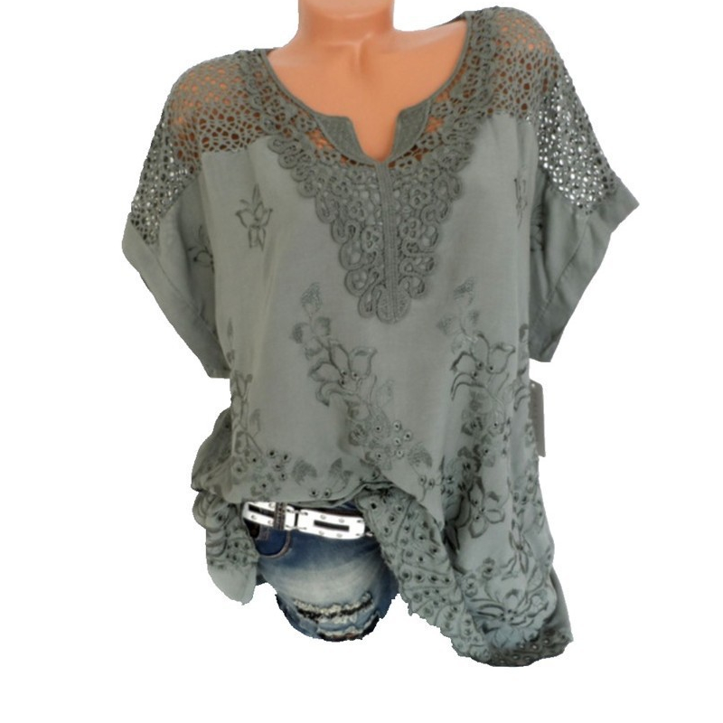 🌸✨ ¡OFERTA 50% OFF! Blusa Elegante con Encaje y Bordado Floral – Estilo Femenino y Sofisticado