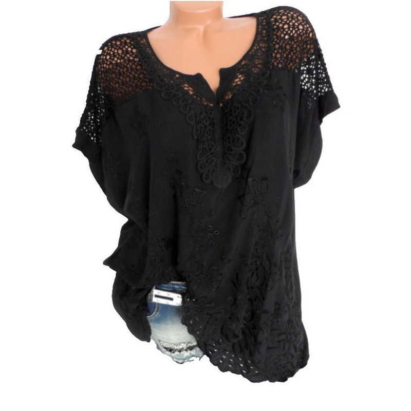 🌸✨ ¡OFERTA 50% OFF! Blusa Elegante con Encaje y Bordado Floral – Estilo Femenino y Sofisticado