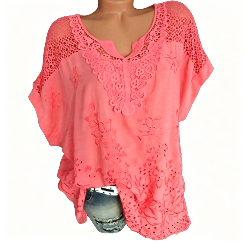 🌸✨ ¡OFERTA 50% OFF! Blusa Elegante con Encaje y Bordado Floral – Estilo Femenino y Sofisticado